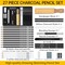 27-Piece Charcoal Drawing Set – Black & White Pencils with Graphite Sticks for Sketching & Shading